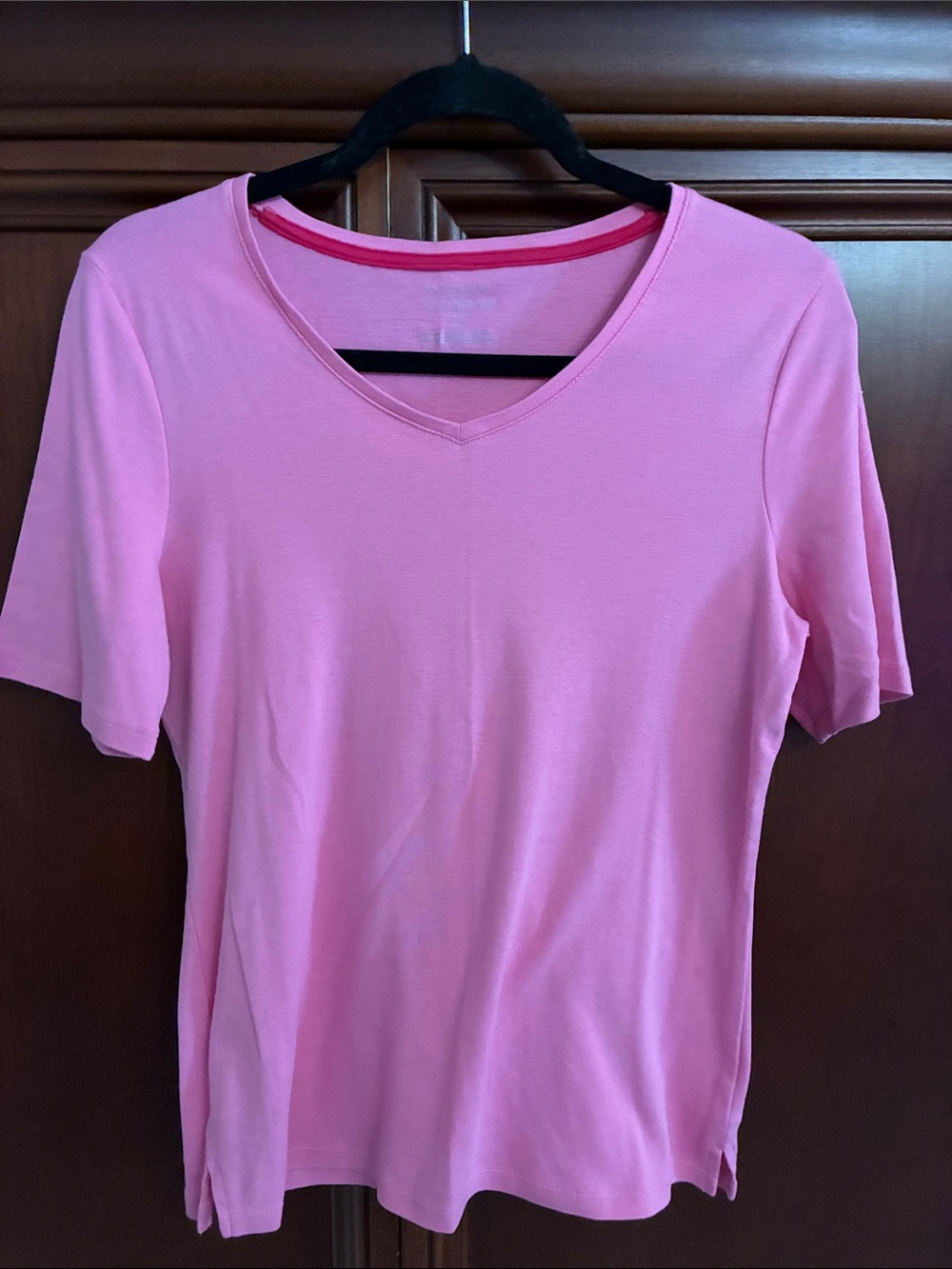 Talbots Women's Pink V-Neck Short Sleeve Top